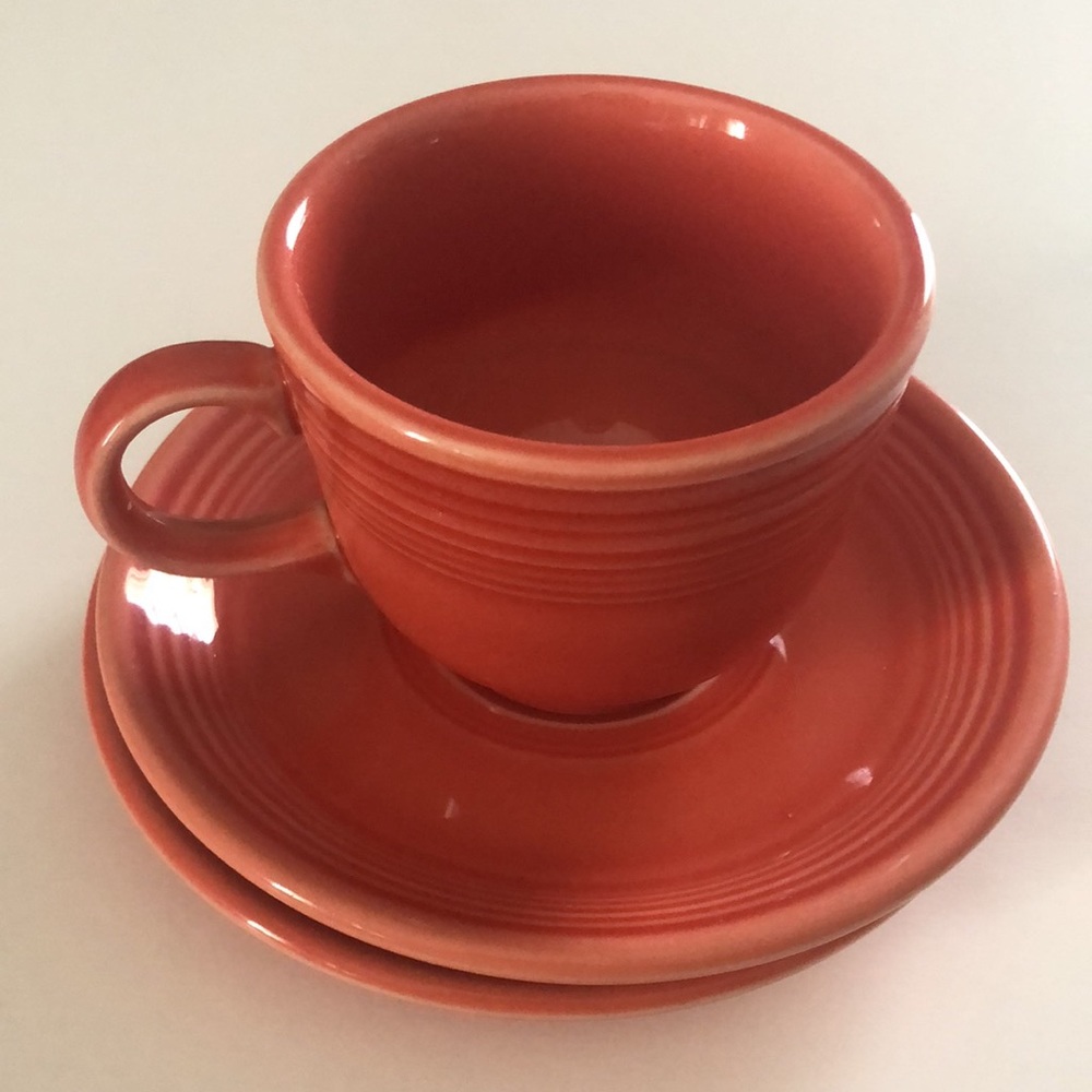 Fiestaware cup & 2 saucers persimmon
